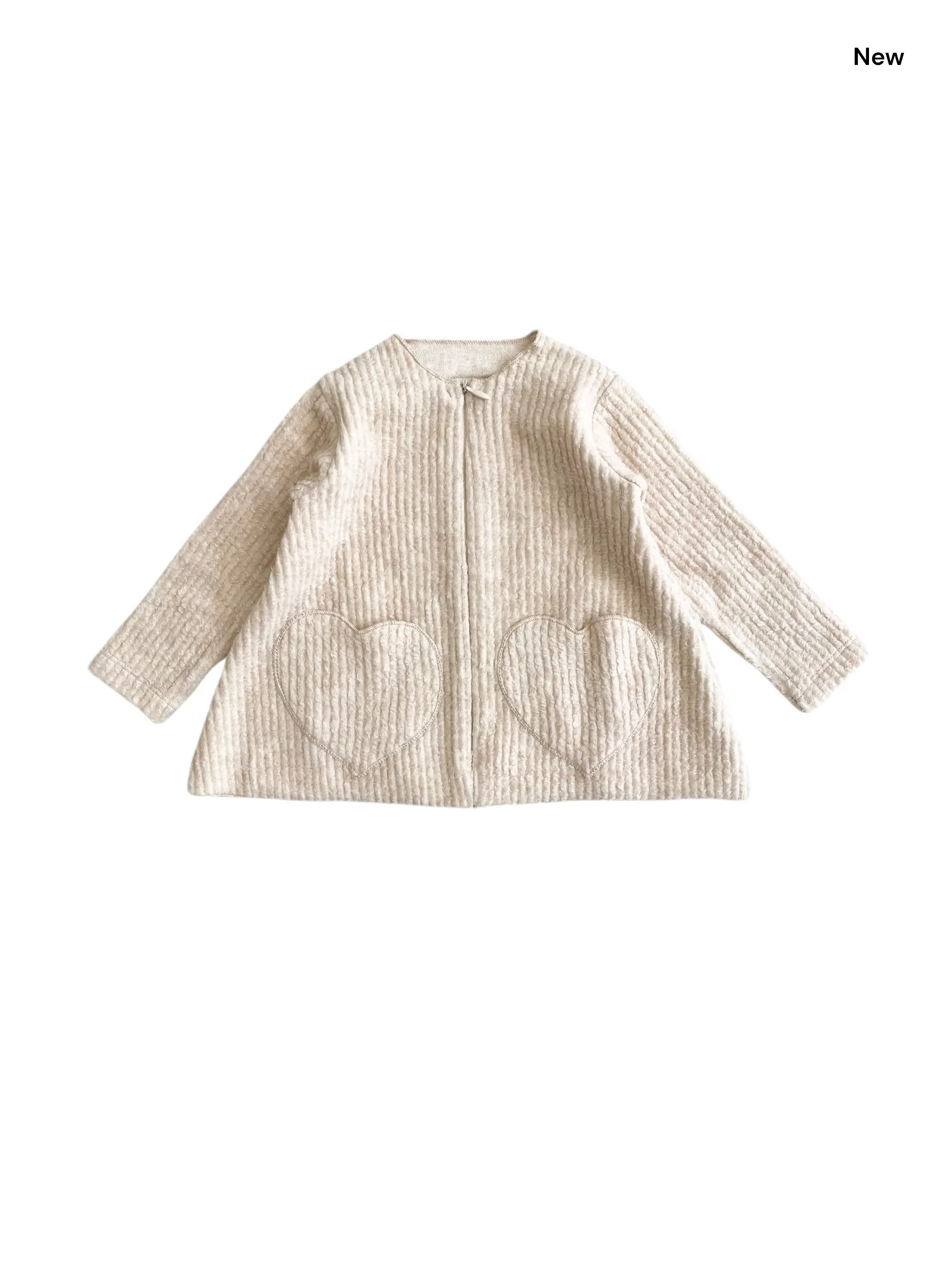 Maglia aperta in velluto a coste beige per neonata