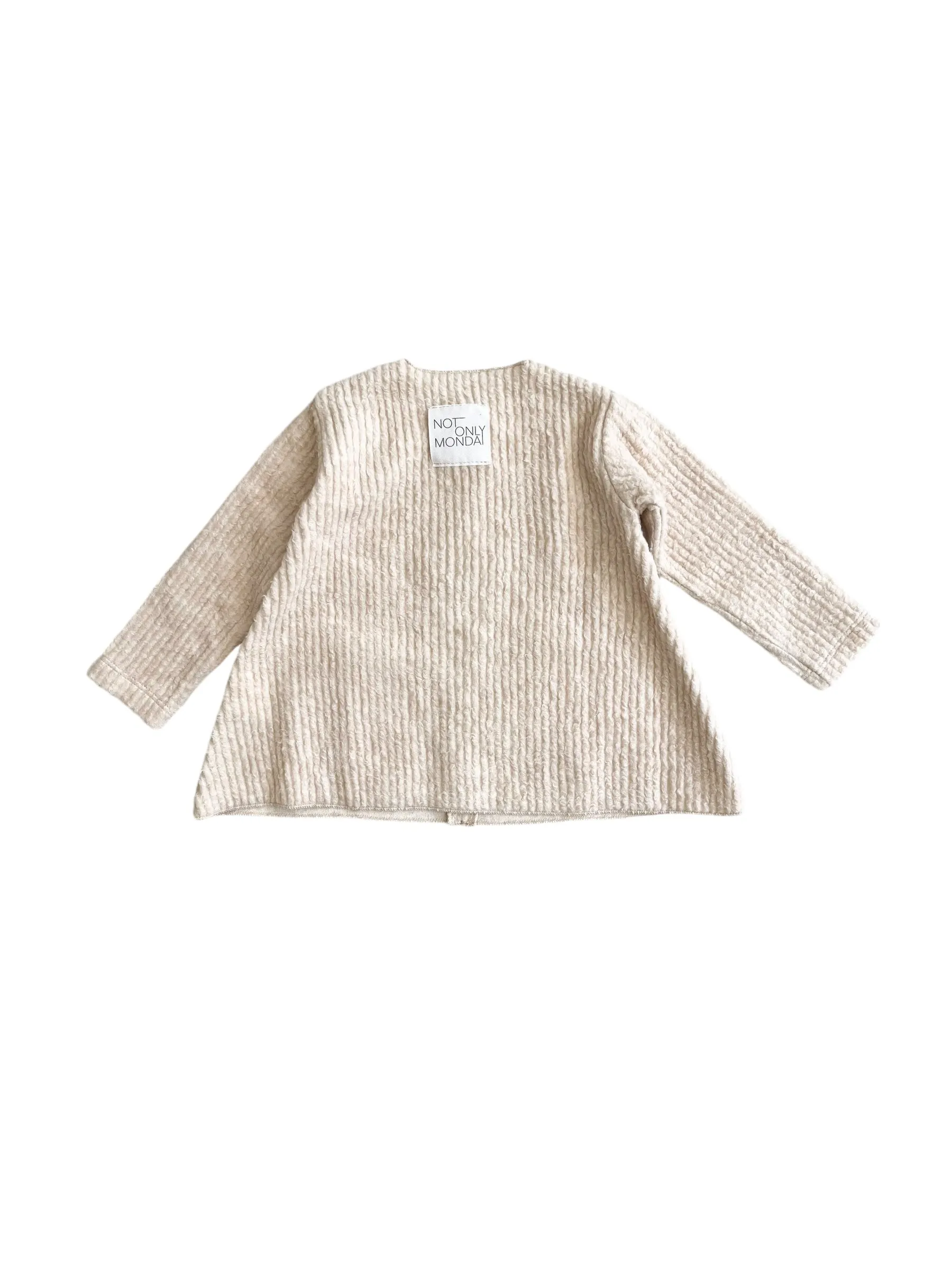 Maglia aperta in velluto a coste beige per neonata