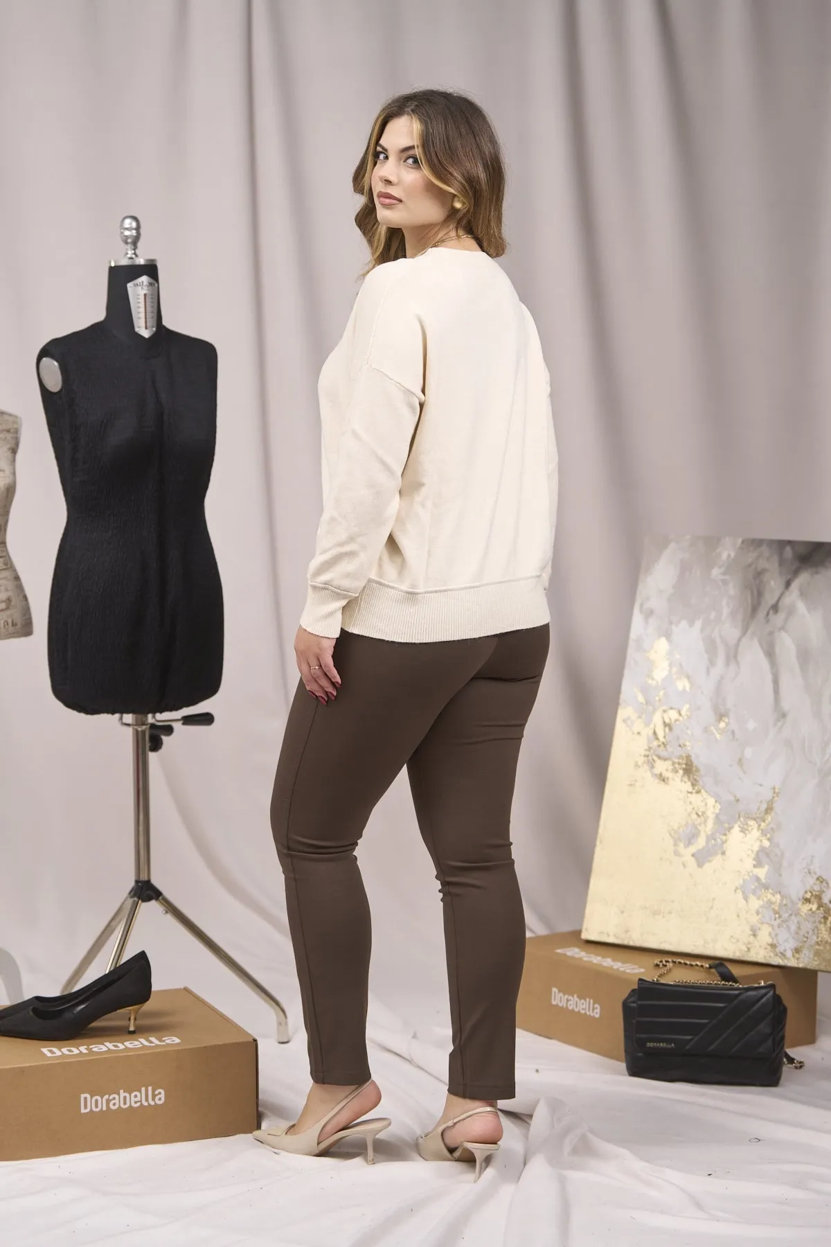 MAGLIA GIROCOLLO CON PROFILO LUREX LATTE