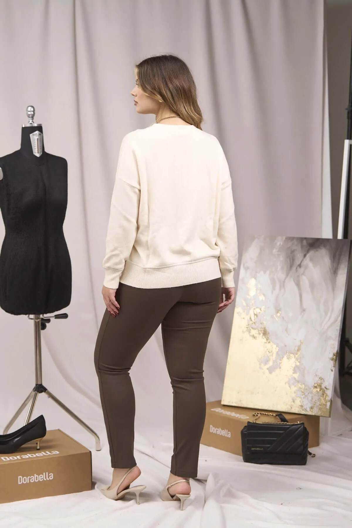 MAGLIA GIROCOLLO CON PROFILO LUREX LATTE