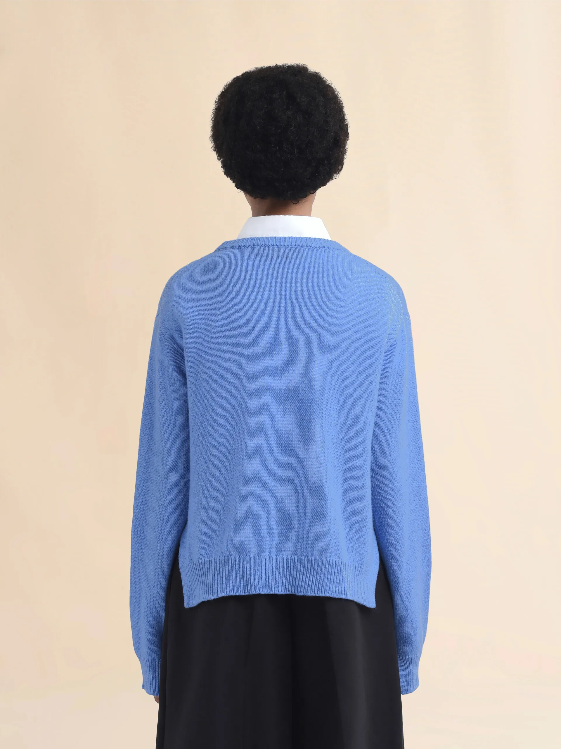 Maglione boxy in cashmere indaco con ricamo Marni Symbol