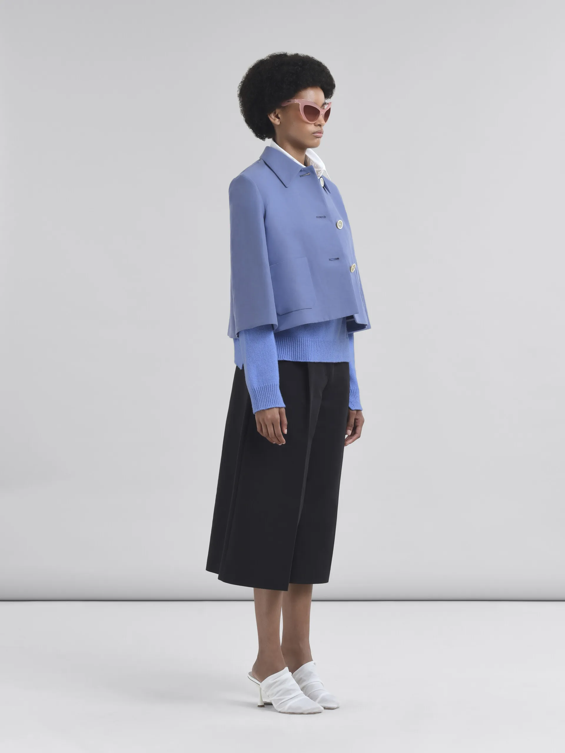 Maglione boxy in cashmere indaco con ricamo Marni Symbol
