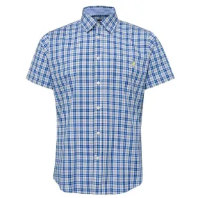 MCS camicia uomo m/c a quadri su fondo blu