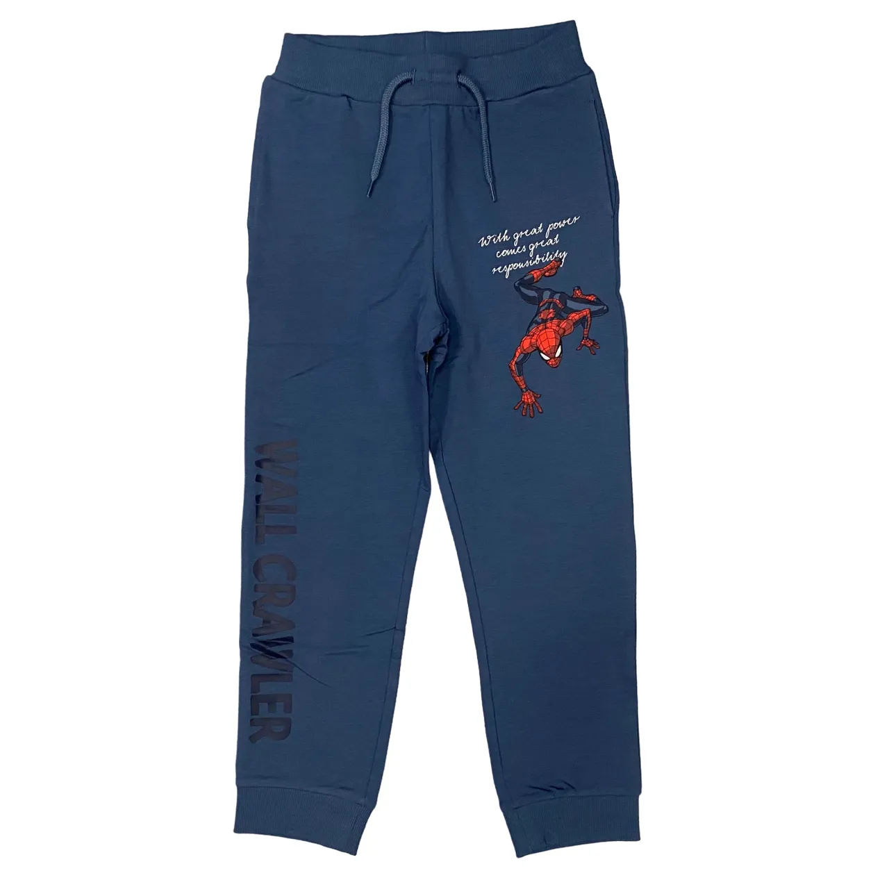 name it pantalone sportivo da bambino in felpa con elastico e polsino Spiderman 13233922 blu