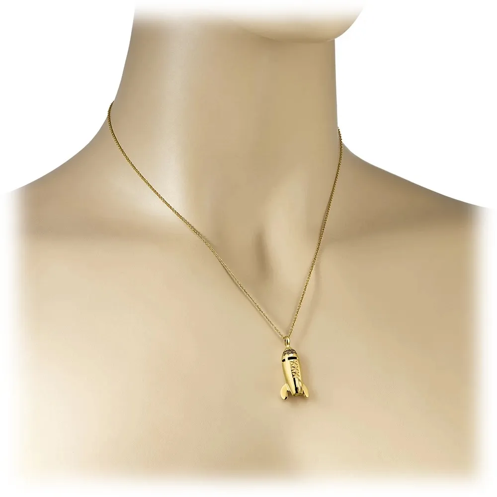 NESS1 - Mixxxile Collana Oro Giallo 9Kt e Diamanti - Sex Bomb Collection - Collana Artigianale - Alta Qualità Luxury