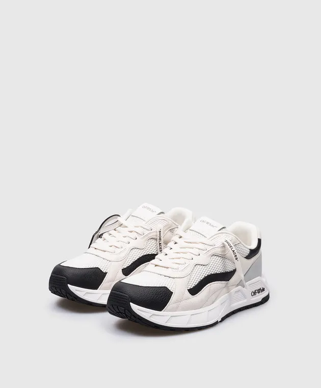 Off-White Sneakers Kick Off in pelle bianca con logo OMIA289C99LEA001