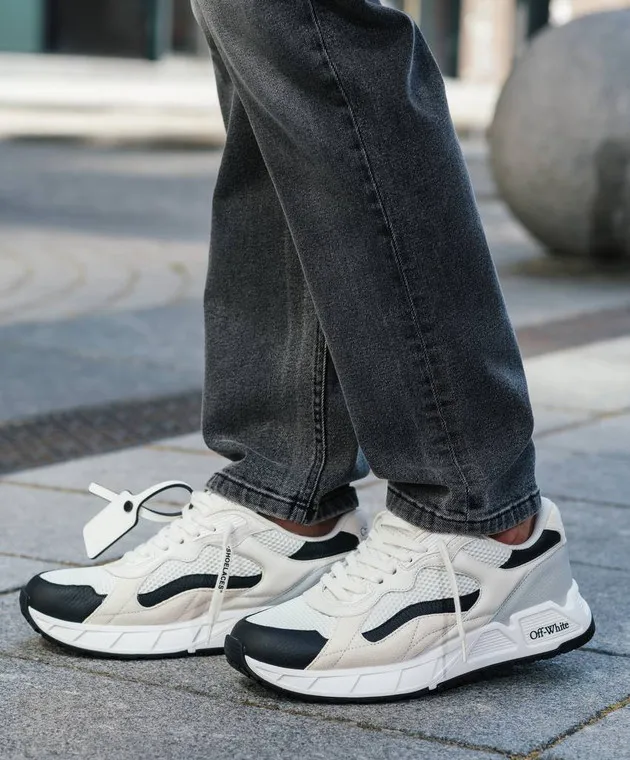 Off-White Sneakers Kick Off in pelle bianca con logo OMIA289C99LEA001