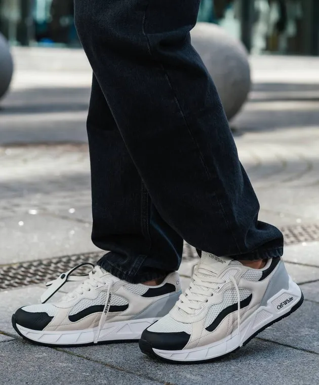 Off-White Sneakers Kick Off in pelle bianca con logo OMIA289C99LEA001