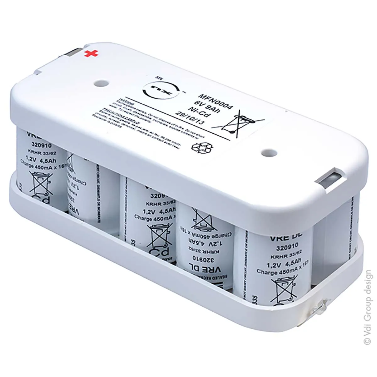Pacco batterie D ricaricabili RS PRO, formato D, 10 celle, 6V, 8Ah, NiCd