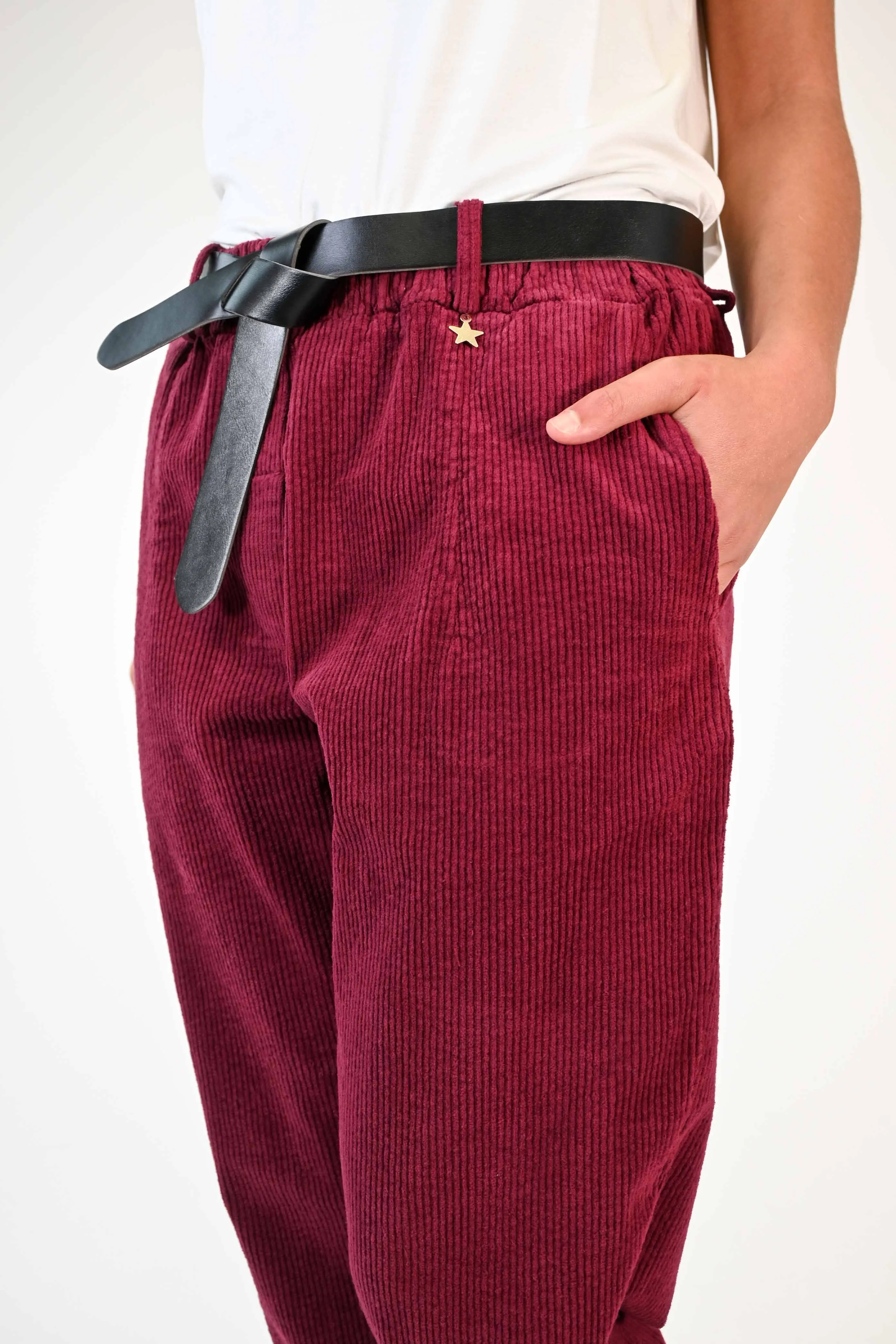PANTALONE BAGGY IN VELLUTO A COSTE VINO