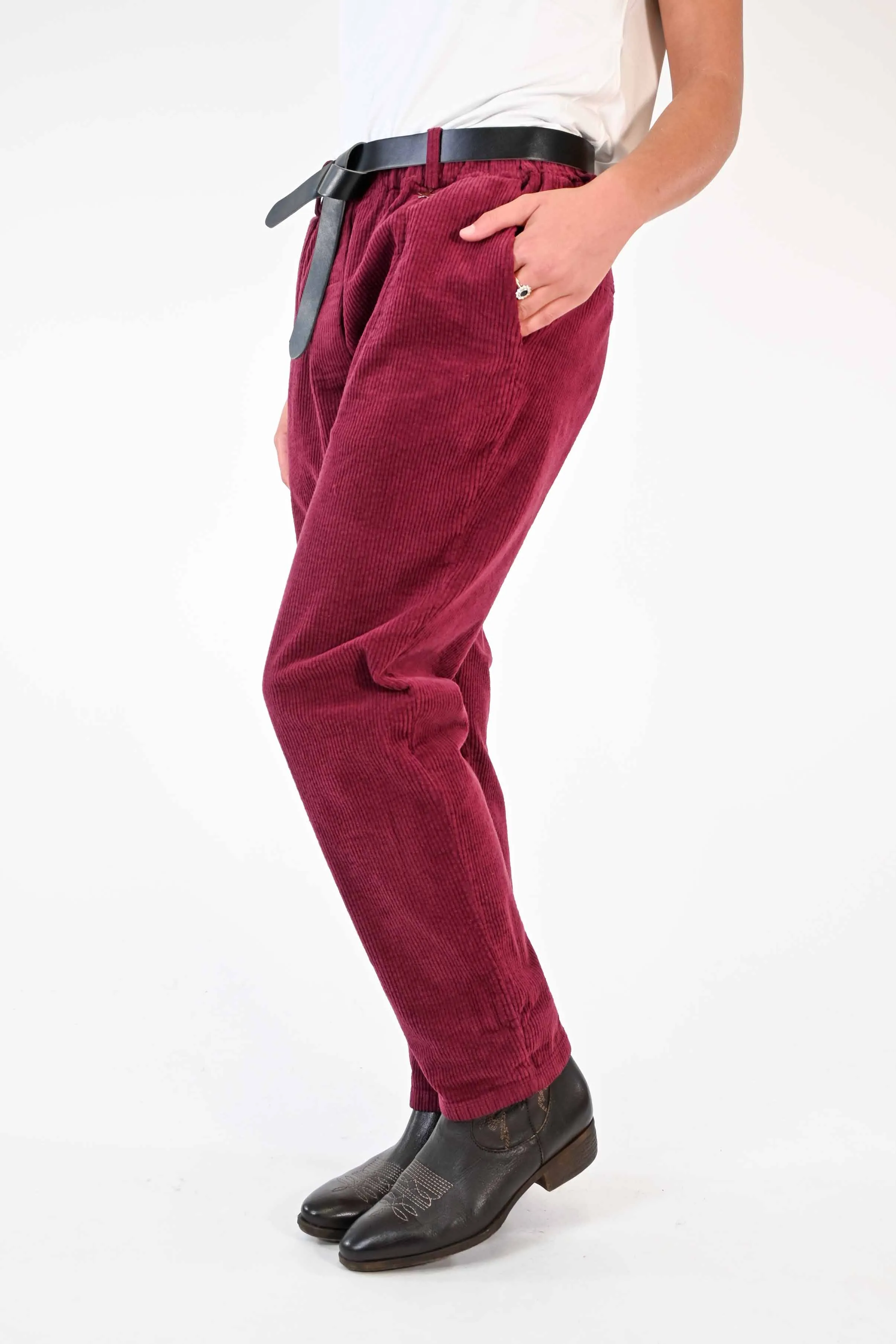 PANTALONE BAGGY IN VELLUTO A COSTE VINO