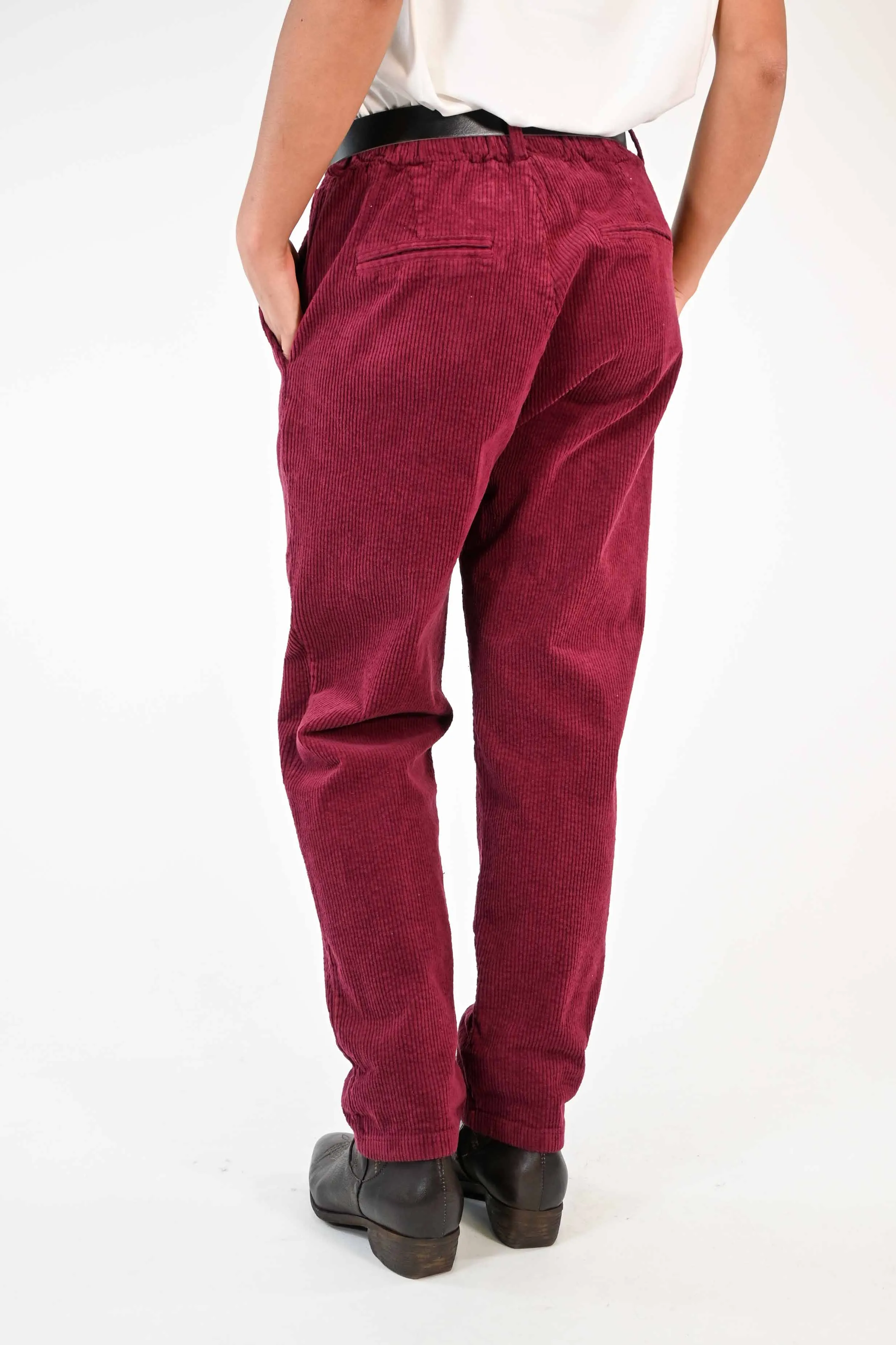 PANTALONE BAGGY IN VELLUTO A COSTE VINO