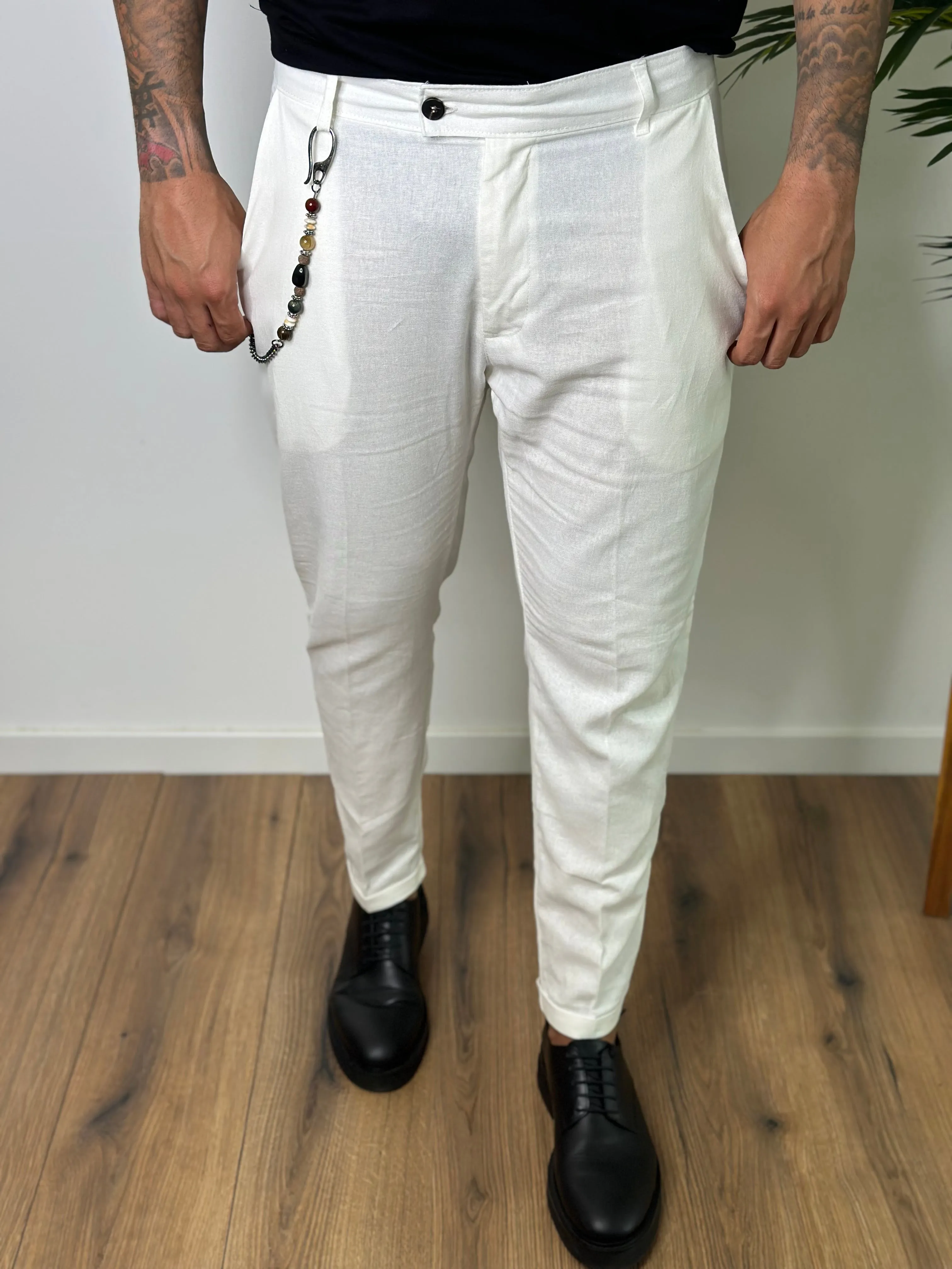 PANTALONE LINO BIANCO