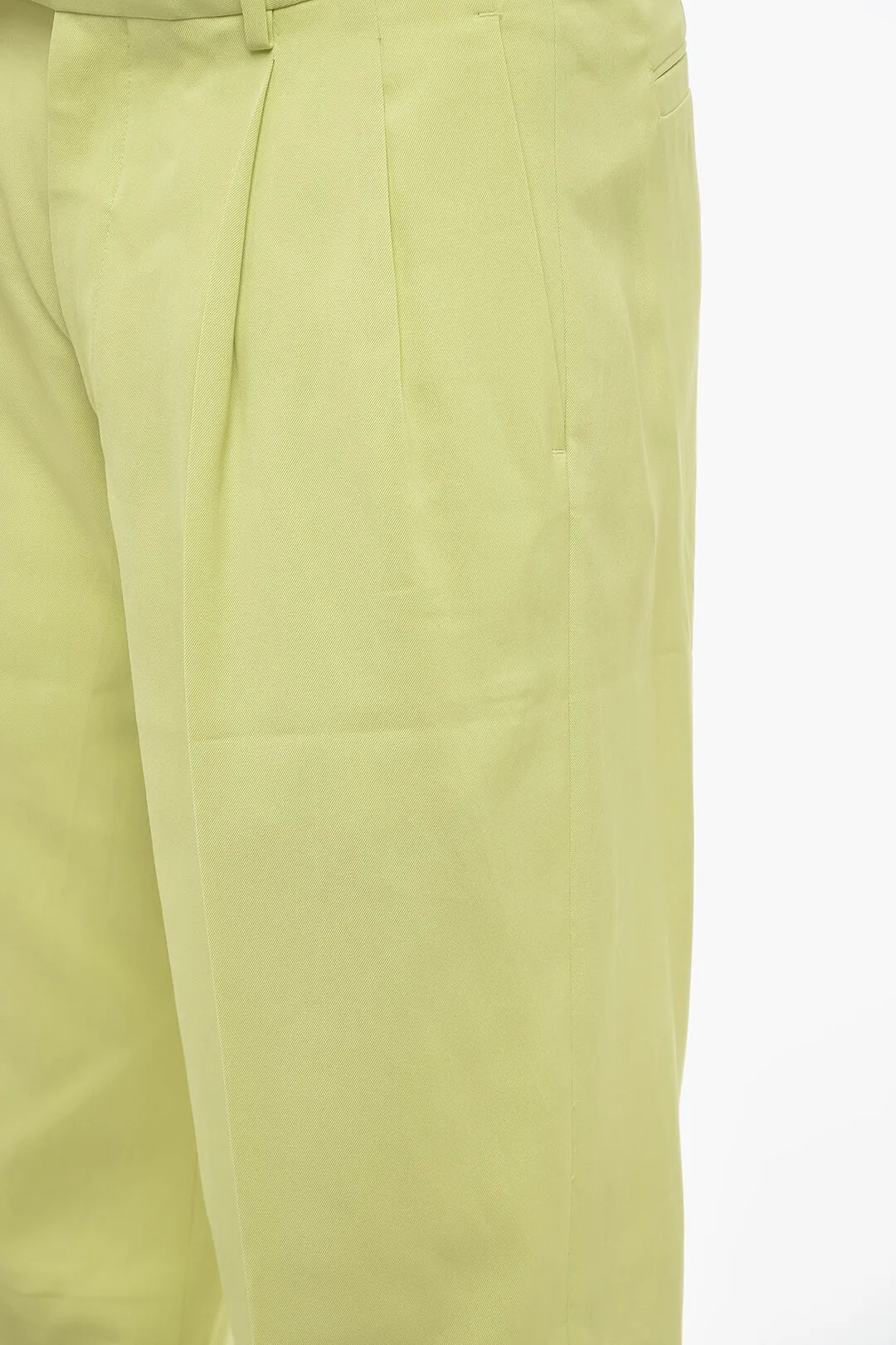 Pantaloni a Gamba Ampia a Vita Alta con Dettaglio Plissettato
