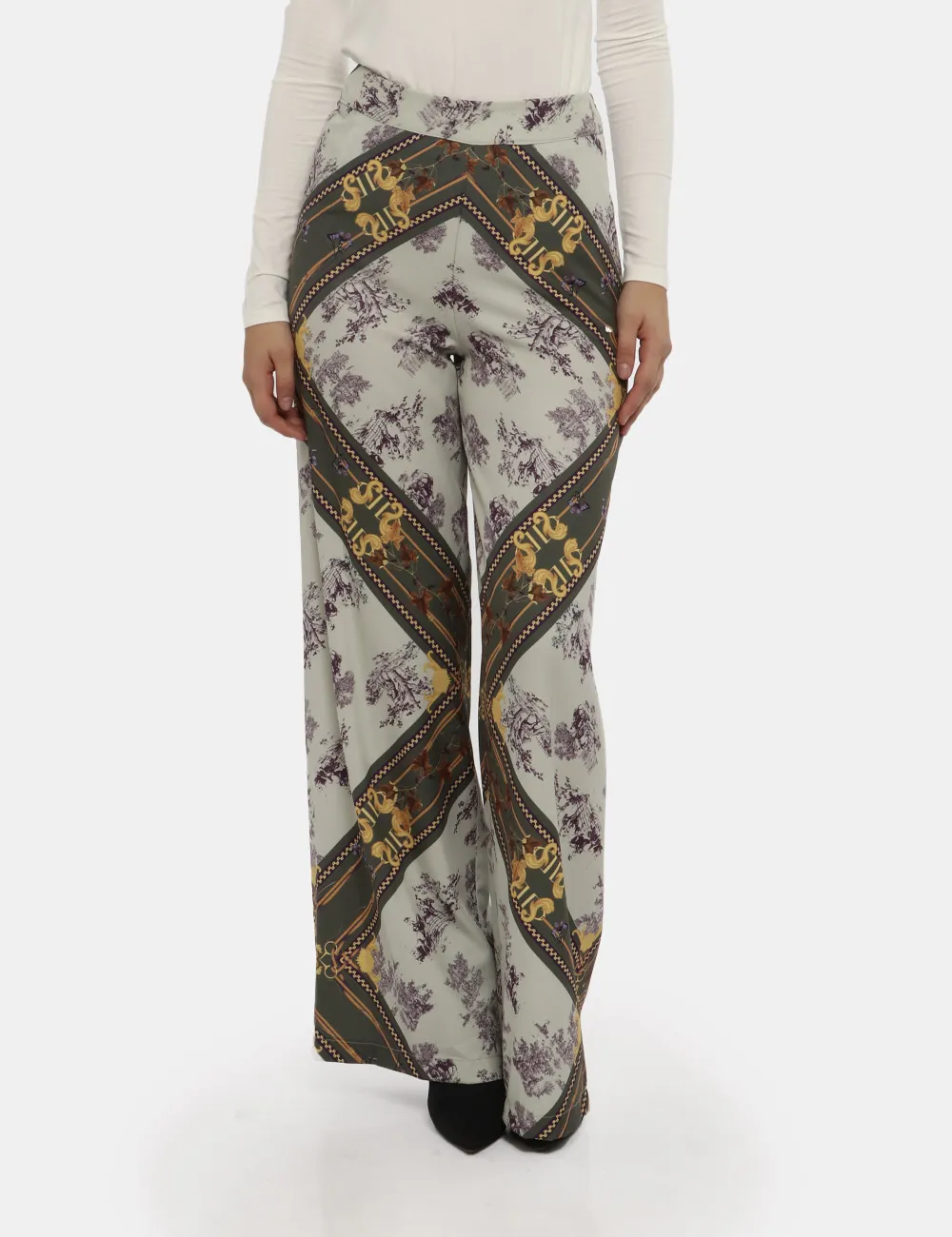 Pantaloni Fracomina fantasia beige/verde