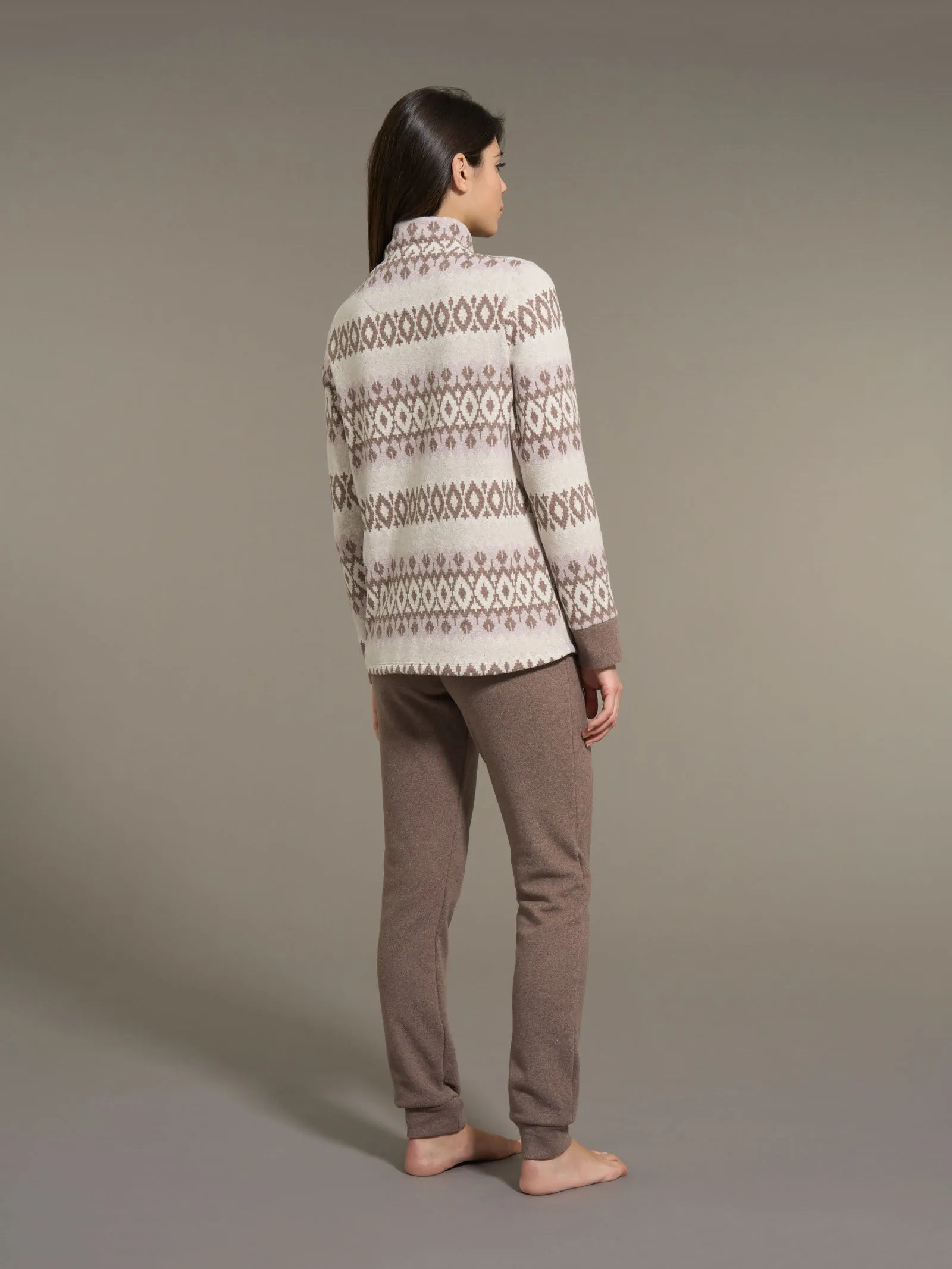 Pigiama aperto con collo alto in Cotton Eco Pile - Fant.Cammello