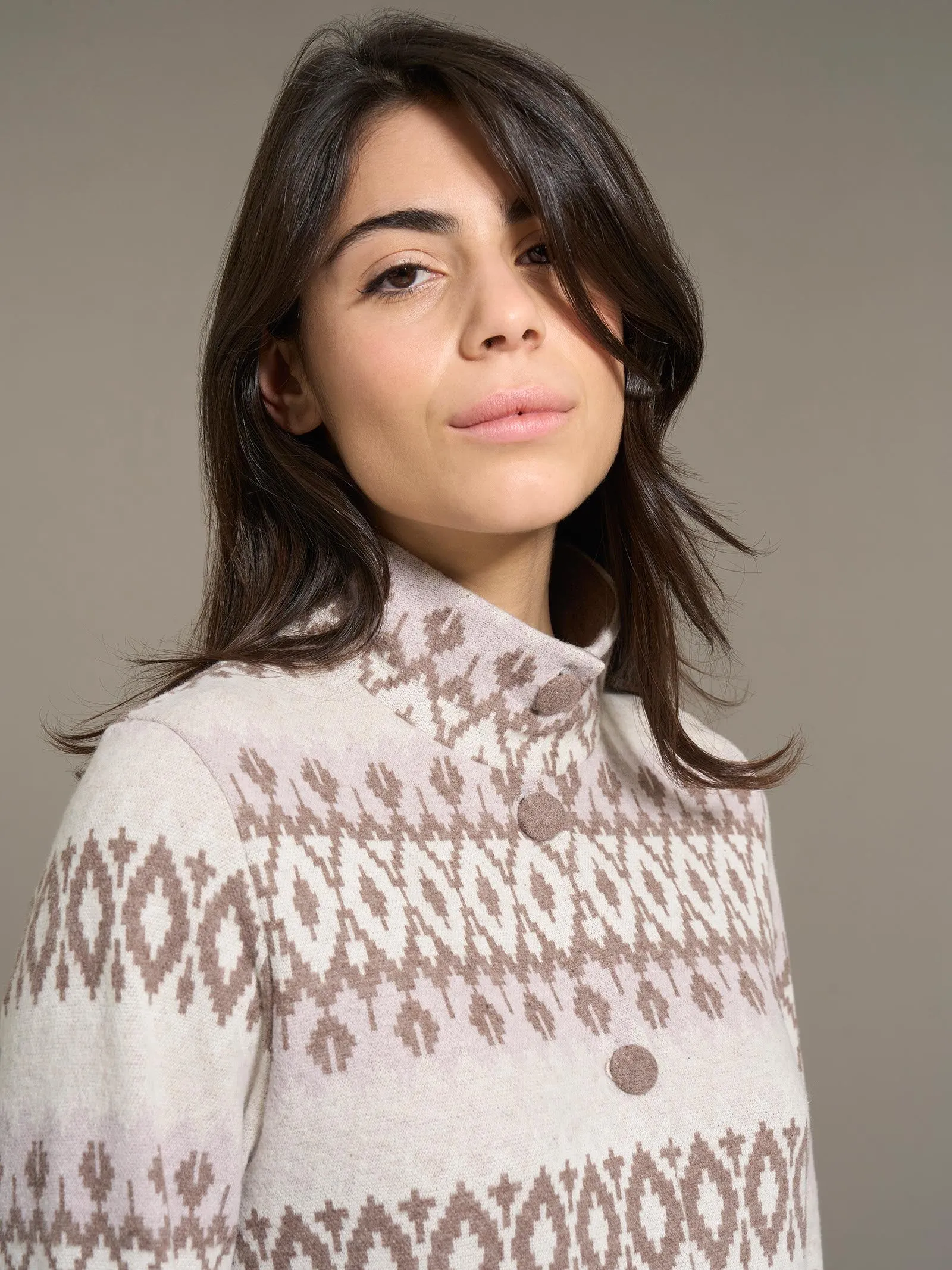 Pigiama aperto con collo alto in Cotton Eco Pile - Fant.Cammello