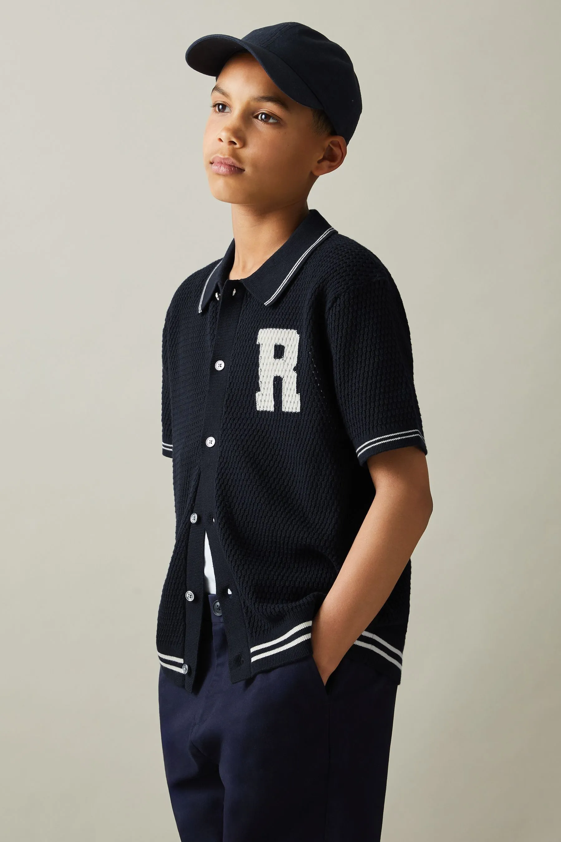 Reiss Mikan Camicia in cotone con motivo a punto aperto    