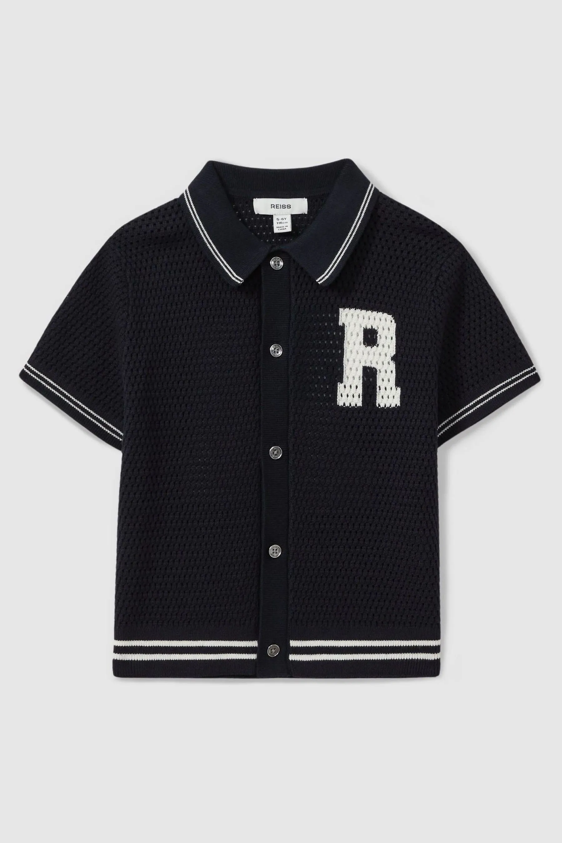 Reiss Mikan Camicia in cotone con motivo a punto aperto    