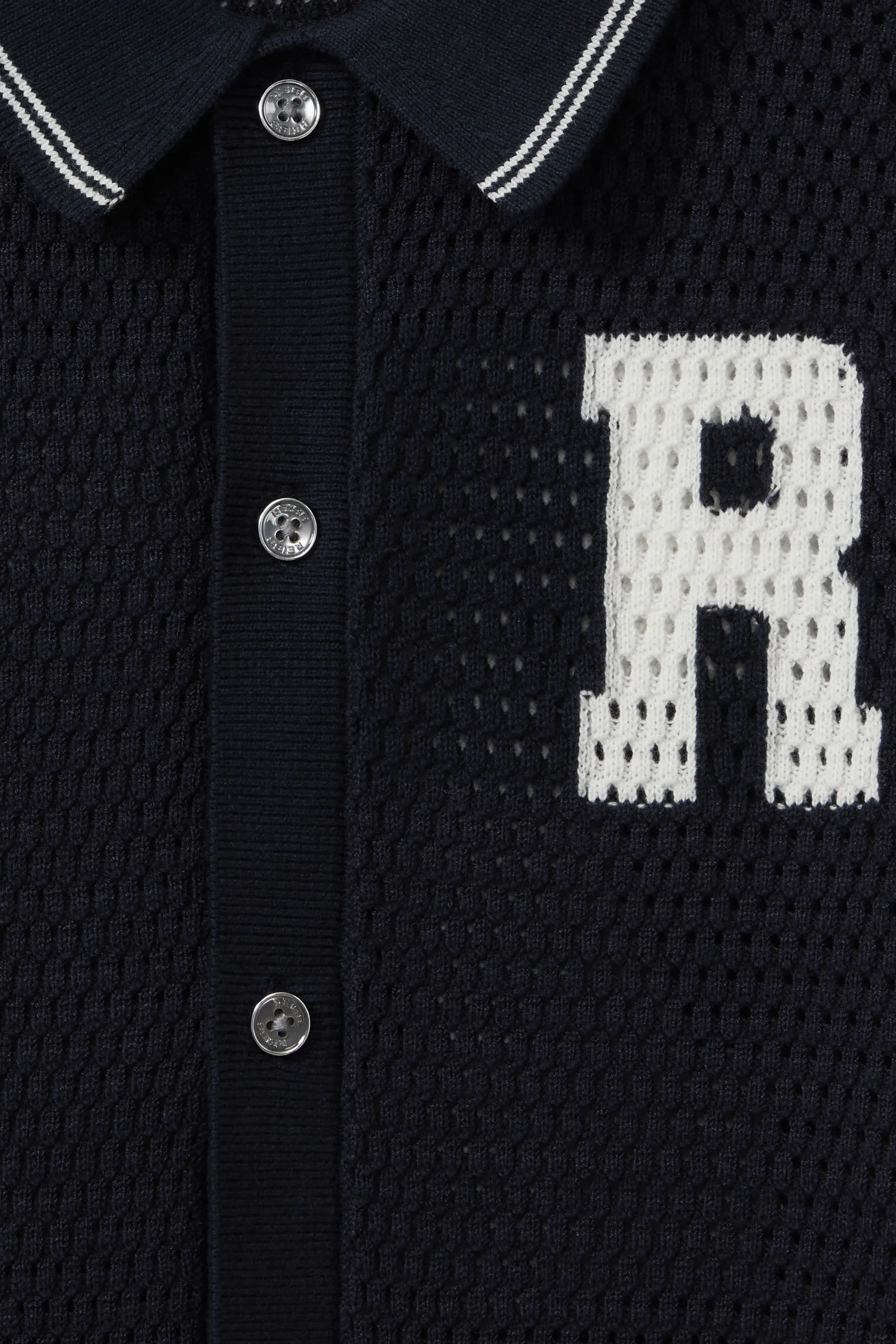 Reiss Mikan Camicia in cotone con motivo a punto aperto    