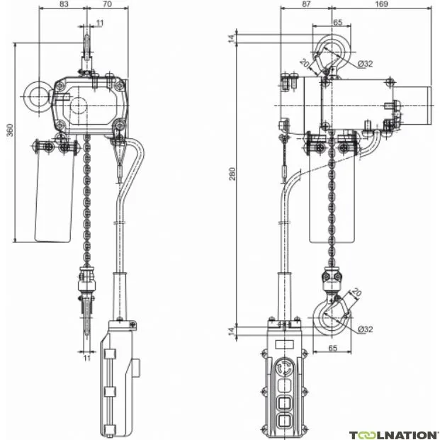 Rema 0511003-3 BETA-H/200KG/3M Elephant BETA 230 V paranco elettrico a catena 1 velocità 3,0 mtr 200 kg 511003