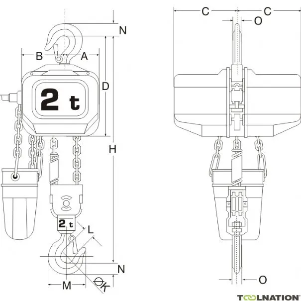 Rema 0512005-5 FBH20/2000/5M Paranco elettrico a catena Elephant 400 V 2 velocità 5,0 mtr 2000 kg 512005
