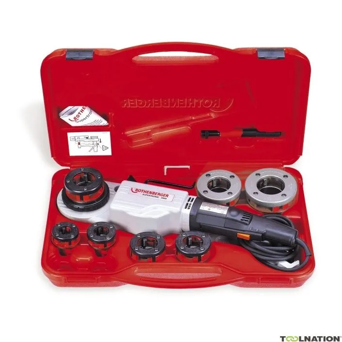 Rothenberger 71256 Set Supertronic 2000, Fresa a filettare BSPT R, 1/2"-2"