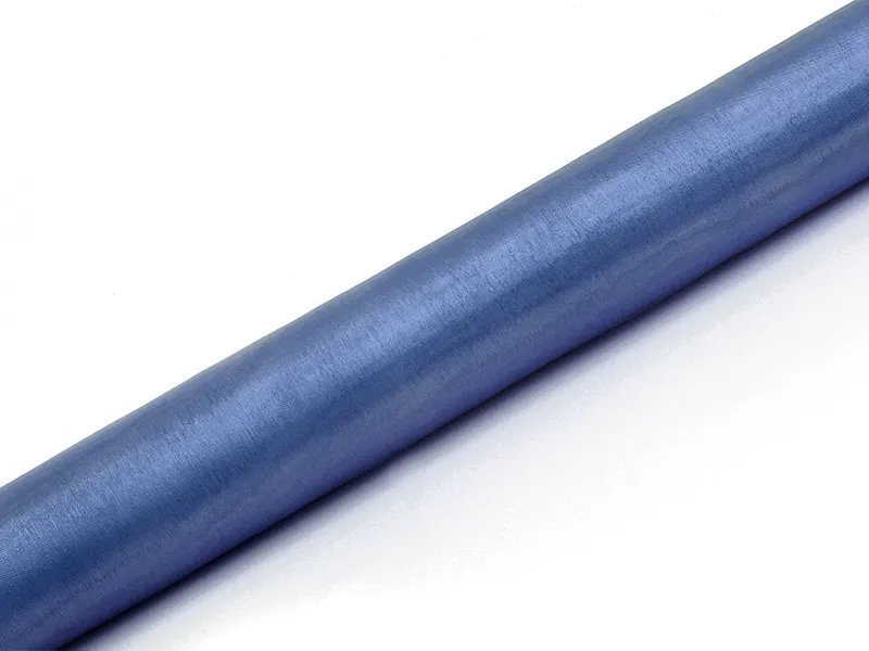 Runner tessuto in organza blu scuro 9m x 36 cm