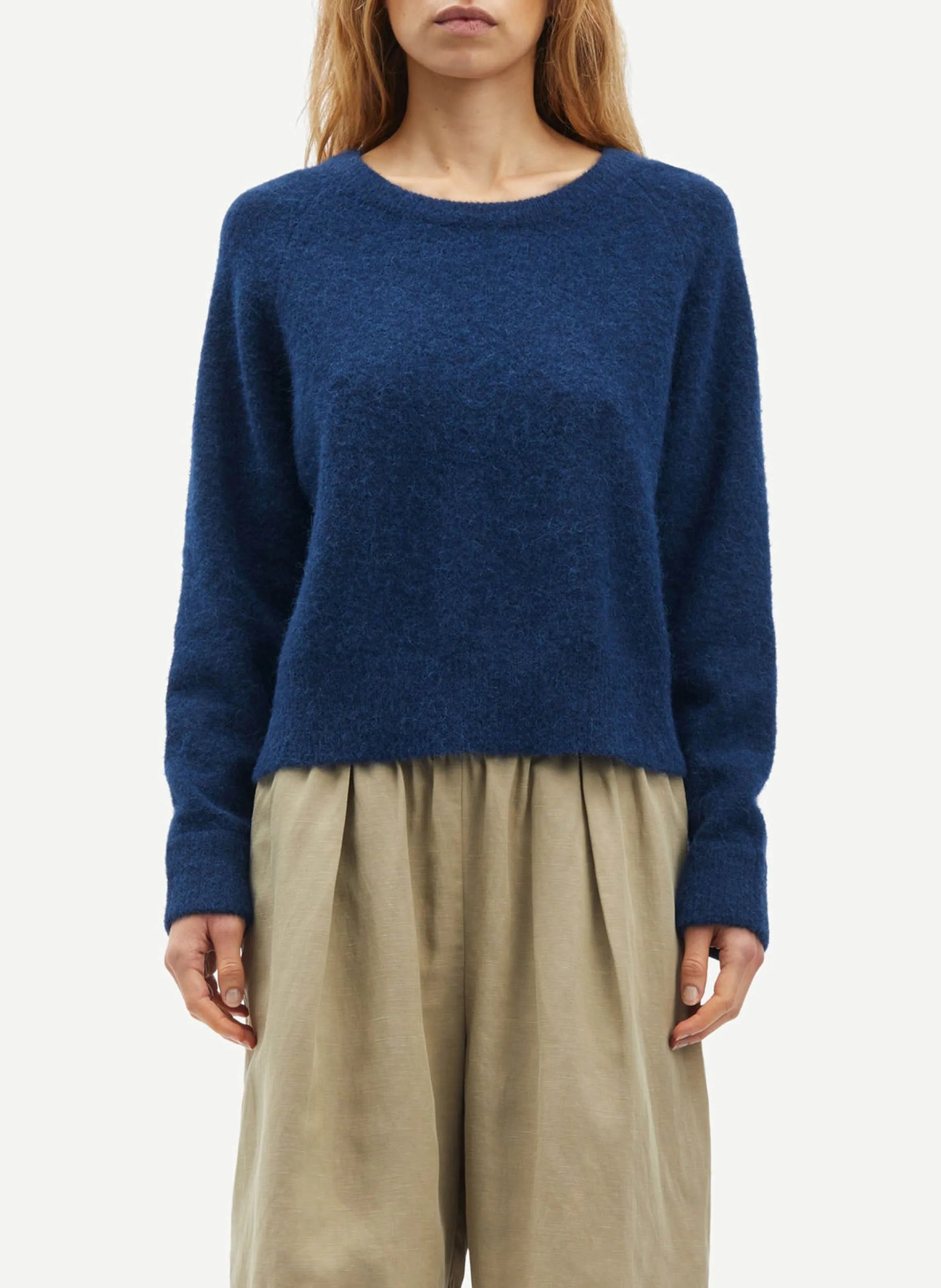  SAMSOE SAMSOE   Maglione scollo tondo in misto lana | Blu