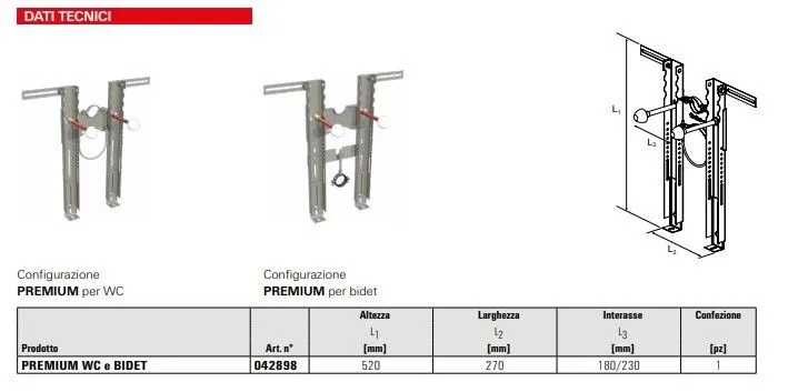 Sistema Completo per Sanitari Sospesi PREMIUM Fischer 00042898