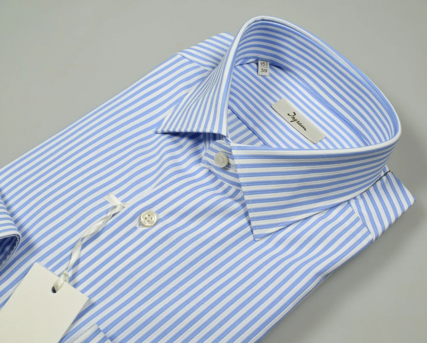 Striped ingram shirt light blue slim fit pure cotton