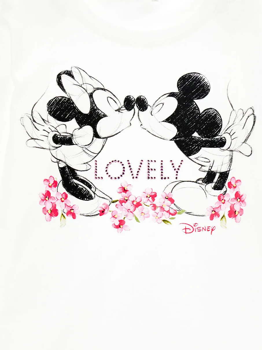 T-shirt bianca con stampa disney per neonata e bambina