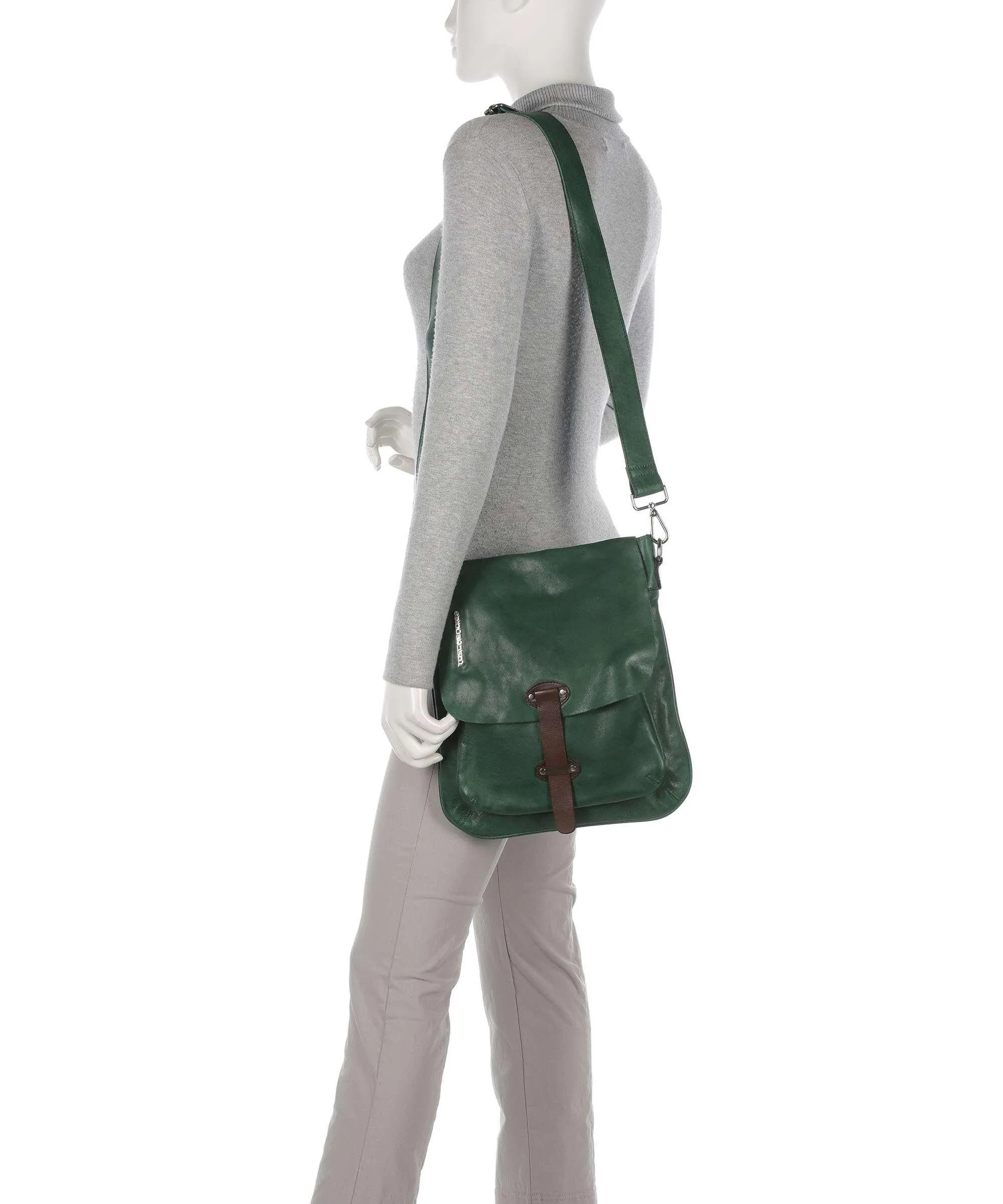  Taschendieb Wien Kohlmarkt 1 Borsa a spalla pelle di vacchetta grana verde scuro  