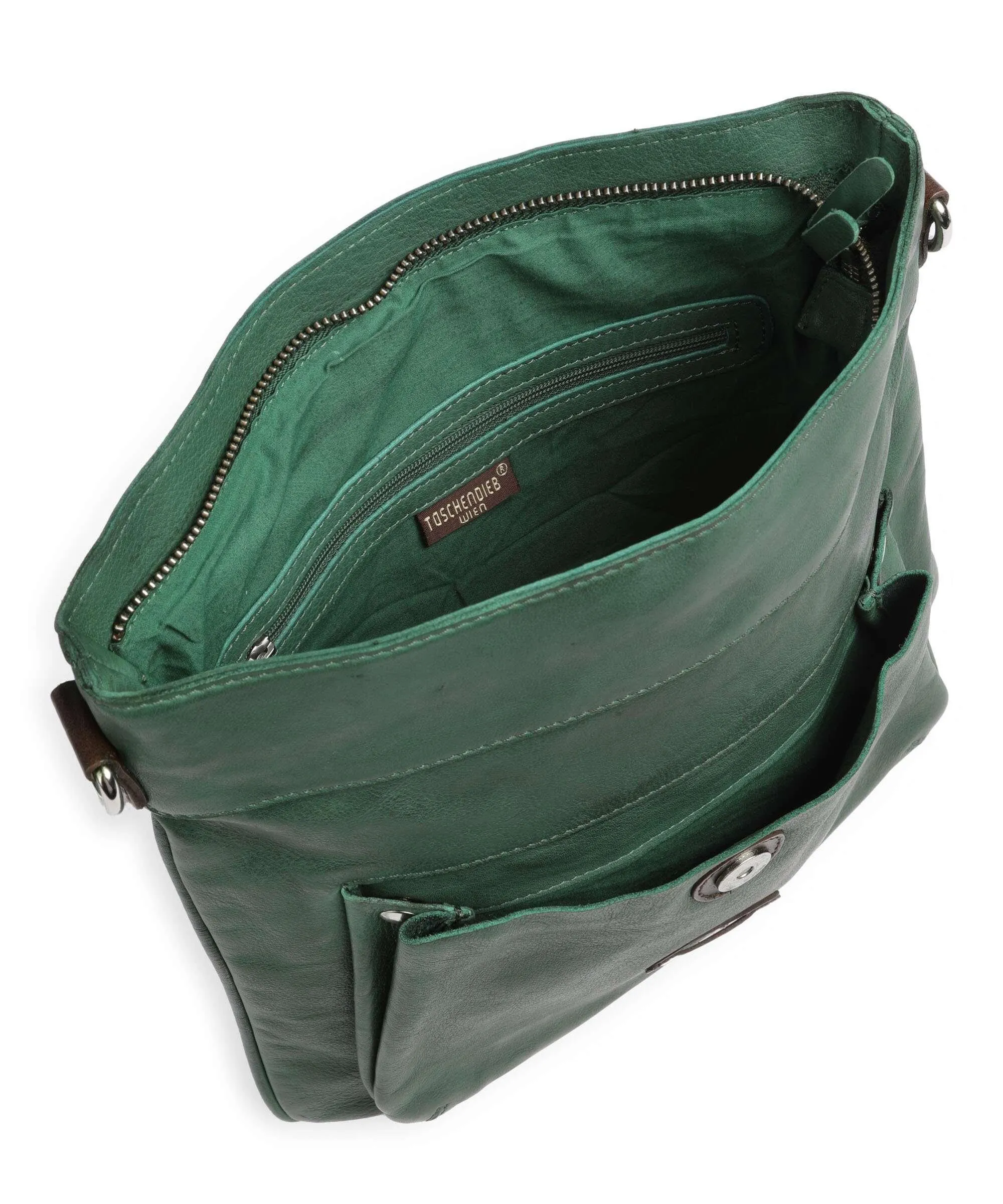  Taschendieb Wien Kohlmarkt 1 Borsa a spalla pelle di vacchetta grana verde scuro  