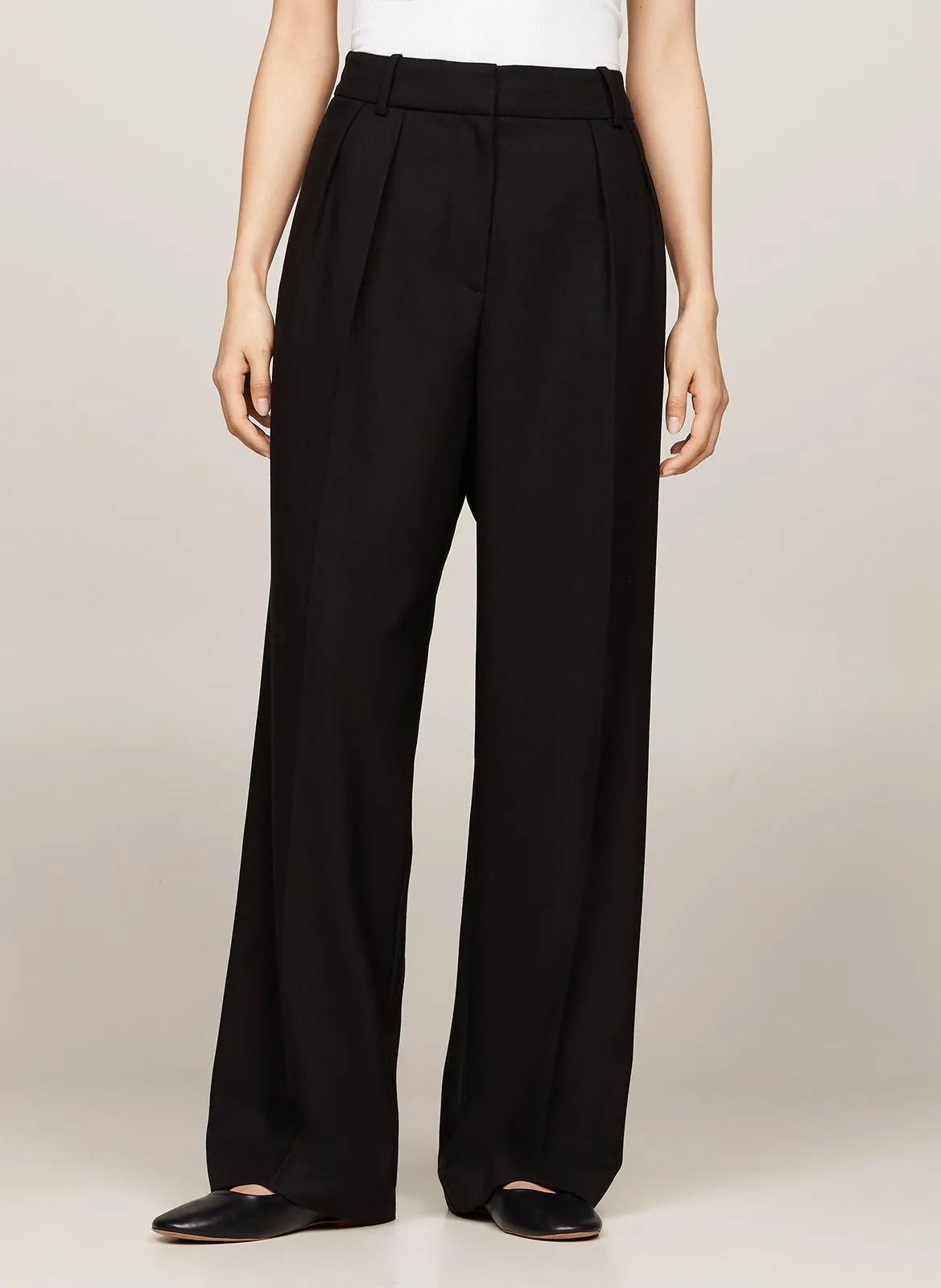  TOMMY HILFIGER   Pantaloni larghi in misto poliestere riciclato | Nero