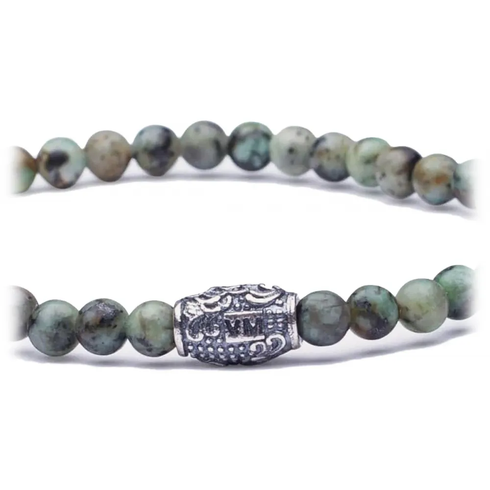Viola Milano - Bracciale con Pietre Preziose Naturali da 4 mm - Giaguaro Verde - Handmade in Italy - Luxury Exclusive Collection